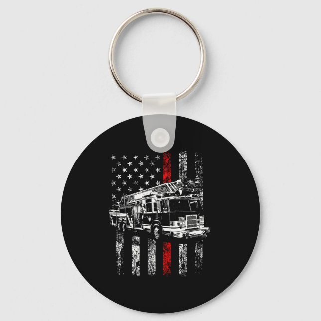 Porte-clés Fireman American Flag Thin Red Line Firefighter  (Recto)