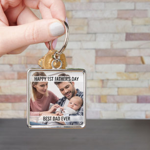 Porte-clés First Fathers Day Photo Best Dad Ever Keychain