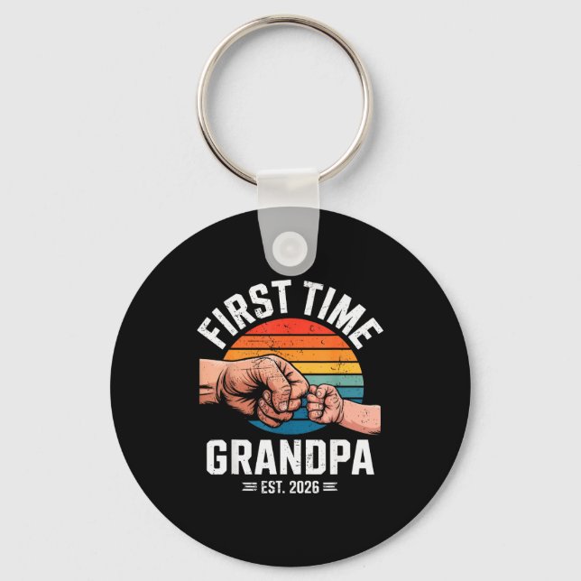 Porte-clés First Time Grandpa Est 2026 Baby Announcement Grea (Recto)