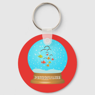 Porte-clés Fish bowl snow globe keychain
