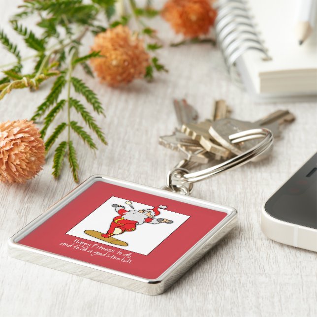 Porte-clés Fitness Exercice Noël avec Père Noël (Côté)