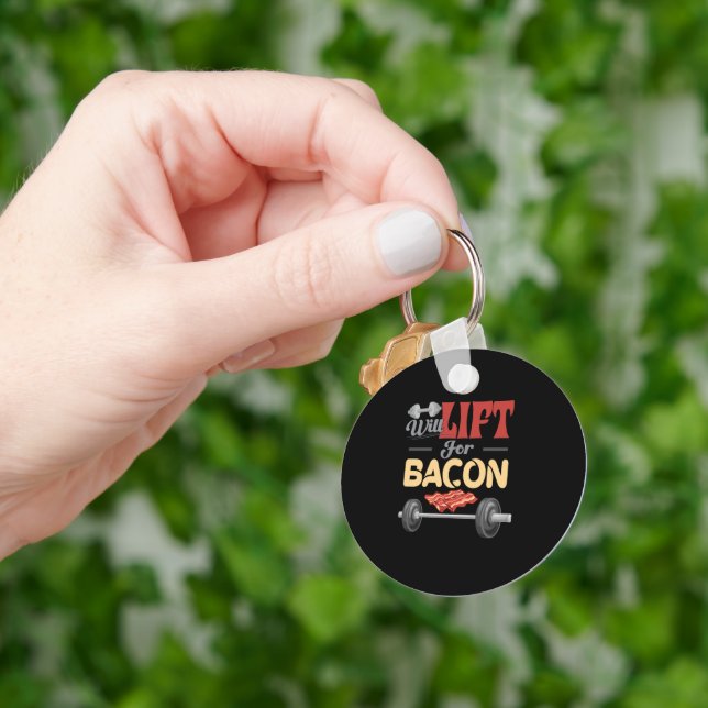 Porte-clés Fitness Lift Pour Bacon Bodybuilder Fun Barbel (main)