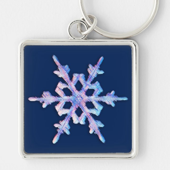 Porte-clés Flacon de neige Iridescente sur bleu foncé (Devant)