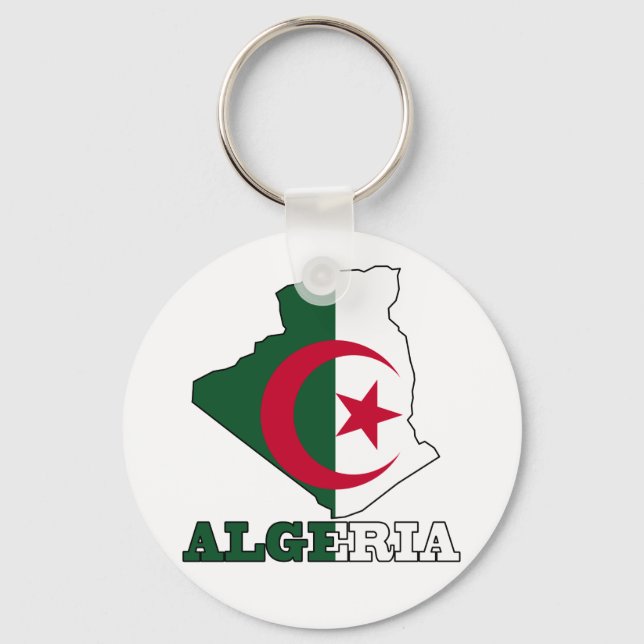 Porte-clés Flag in Map of Algeria (Recto)
