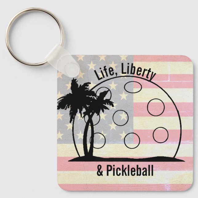 Porte-clés FLAG Life Liberty & Pickleball USA (Recto)