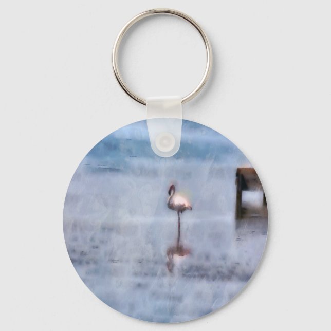 Porte-clés Flamant rose aquarelle (Recto)