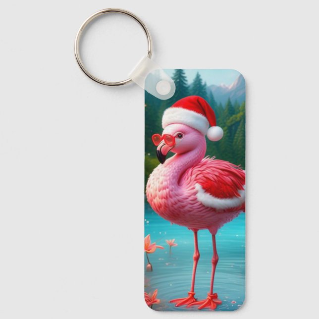 Porte-clés Flamant rose de Noël Comme Père Noël-47475 (Recto)