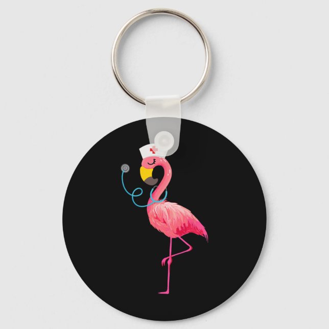 Porte-clés Flamant rose d'infirmière - Amusant de Flamant ros (Recto)