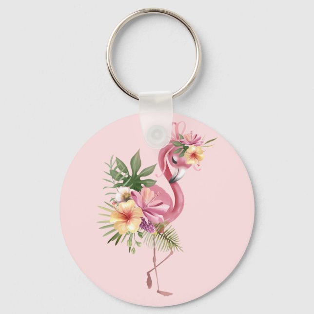 Porte-clés Flamant rose exotique (Recto)