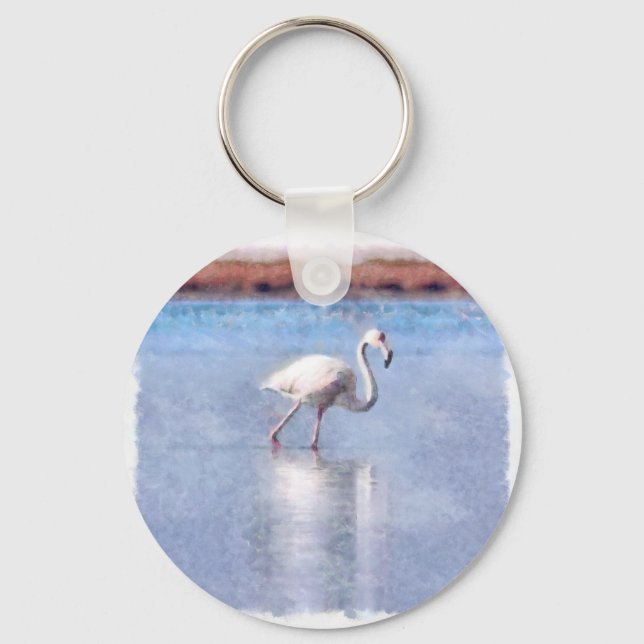 Porte-clés Flamant rose Grace Et Beauté Aquarelle (Recto)