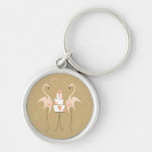 Porte-clés Flamant rose Mariage premium porte - clé rond