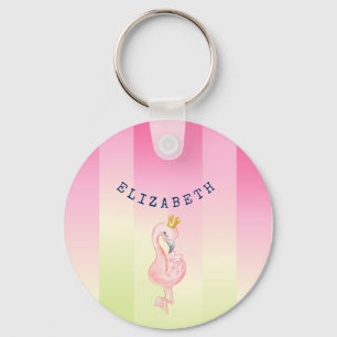Porte-clés Flamant Rose Mignon Ombré Rayé
