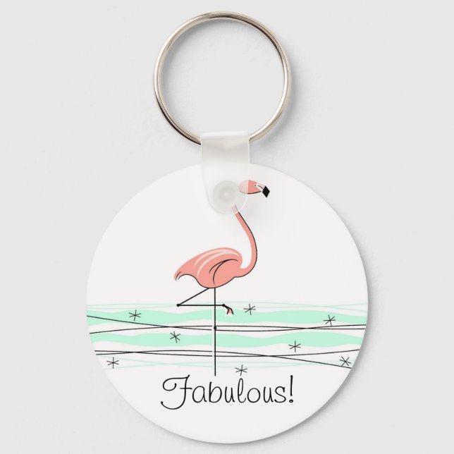 Porte-clés Flamant rose Océan "Fabuleux !" porte - clé (Recto)