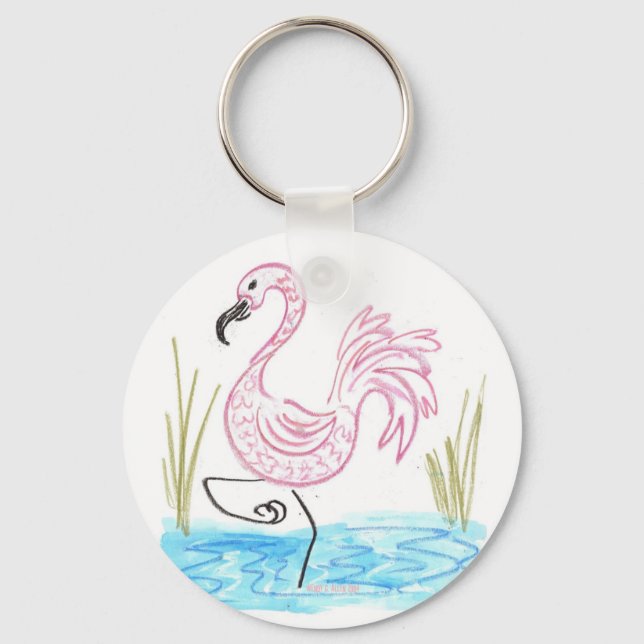 Porte-clés Flamant rose rose #13 par EelKat Wendy C Allen (Recto)