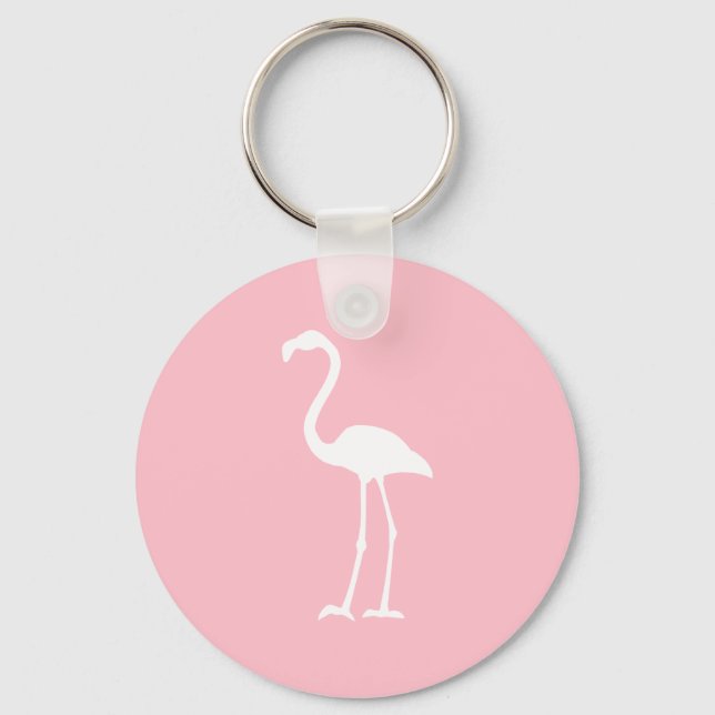 Porte-clés Flamant rose rose et blanc (Recto)