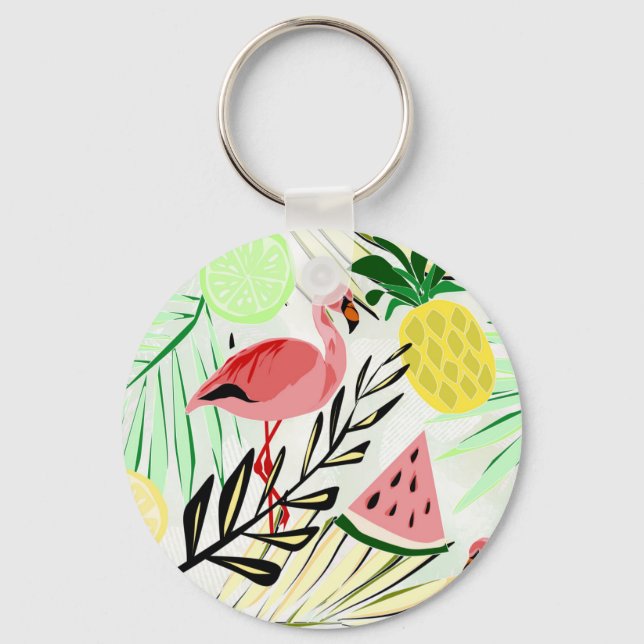 Porte-clés Flamant rose rose, fruit (Recto)