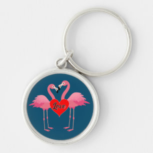 Porte-clés Flamant rose rose Love Design - Porte - clé rond P