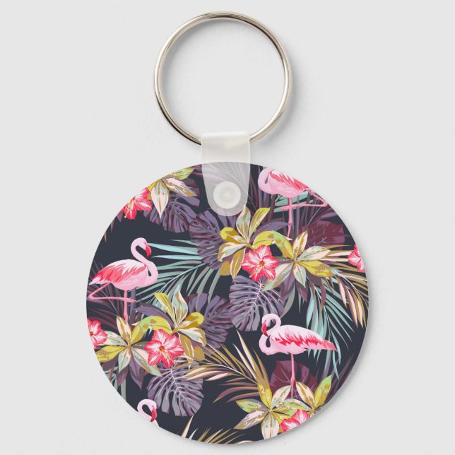 Porte-clés Flamant rose Tropical : Motif sans couture d'été (Recto)