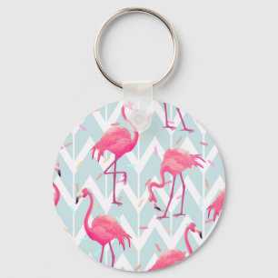 Porte-clés Flamants roses gris clair : Vintage tropical.