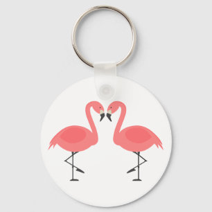 Porte-clés Flamants Roses Tropicaux - Hawaïen, Amour Rose Lua