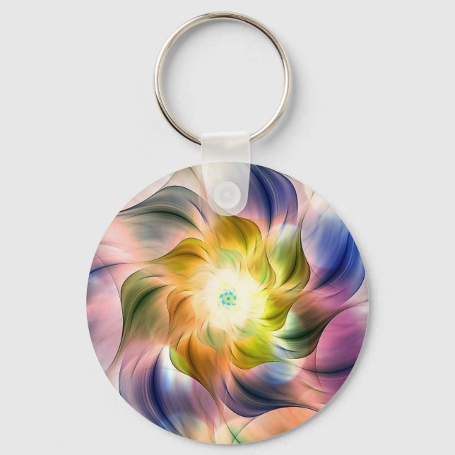 Porte-clés Flame colorée Fleur fractale (Recto)