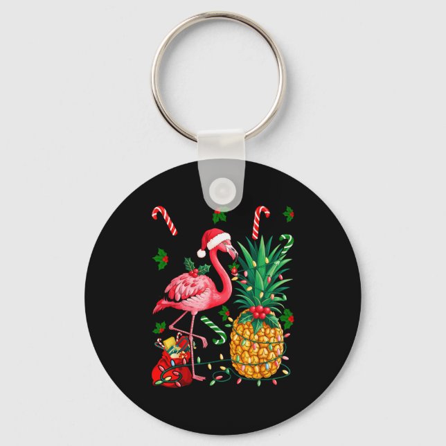 Porte-clés Flamingo Hawaiian Ne Christmas Lights Xmas  (Recto)