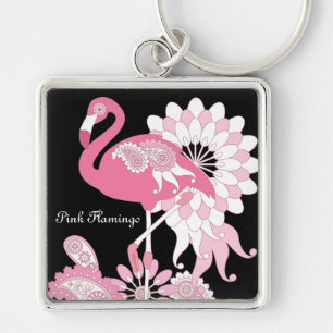 Porte-clés Flamingo Rose Noir Moderne Fantaisiste