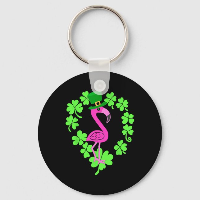 Porte-clés Flamingo Trèfle Saint Patrick Animal  (Recto)