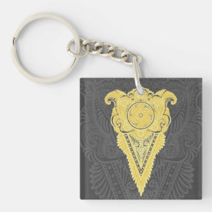 Porte-clés flamme dorée ornementale