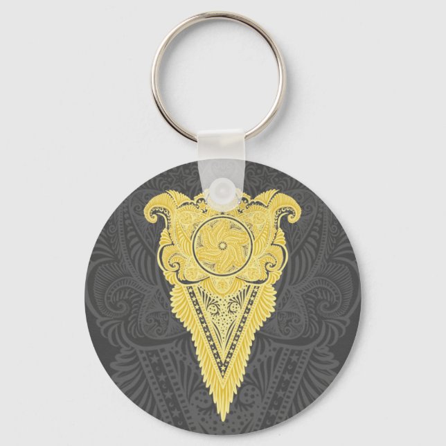 Porte-clés flamme dorée ornementale (Recto)