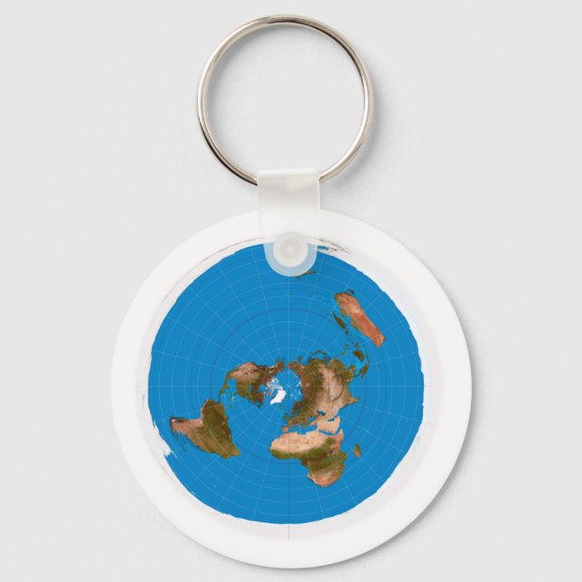 Porte-clés Flat Earth Map - Azimuthal Equidistant Projection (Recto)