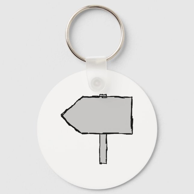 Porte-clés Flèche du panneau. Gris, noir et blanc. (Recto)