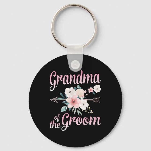 Porte-clés Flèche Fleur Joyeuse Grand-Mère De L'Épouse Groom (Recto)