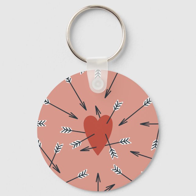 Porte-clés Flèches de coeur faites main. (Recto)