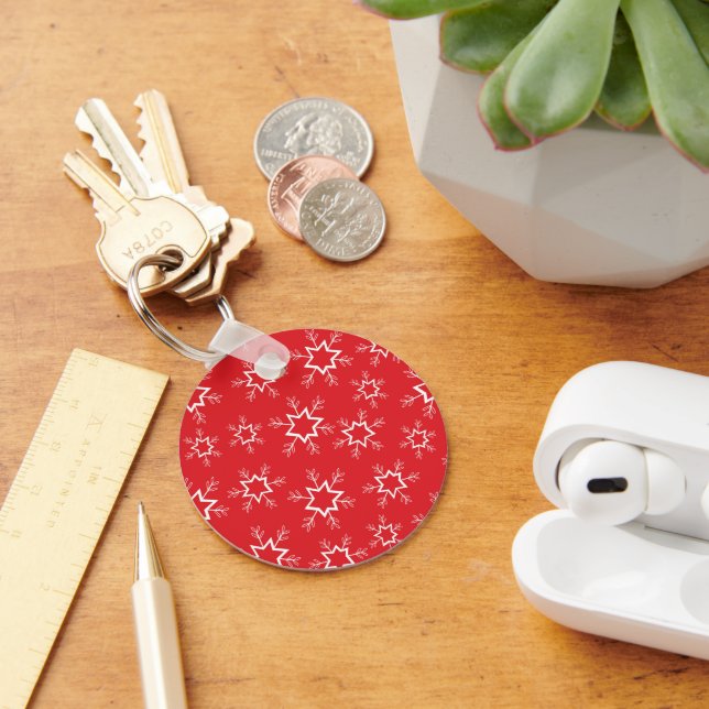 Porte-clés Flèches de neige, Flakes rouges et blancs, Neige (Bureau)