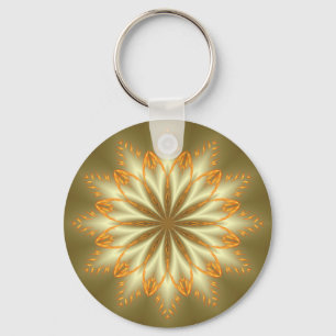 Porte-clés Fleur Abstraite d'or et d'argent pour Noël