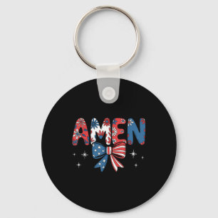 Porte-clés Fleur Amen Coquette Rouge Blanc Bleu Ruban Drapeau