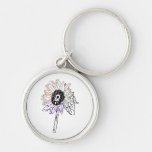 Porte-clés Fleur Arc-en-ciel Art Funky