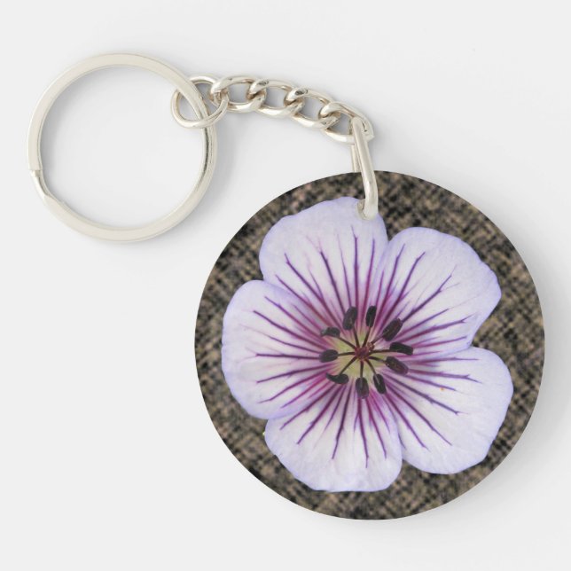 Porte-clés Fleur bleu-clair botanique de géranium (Devant)