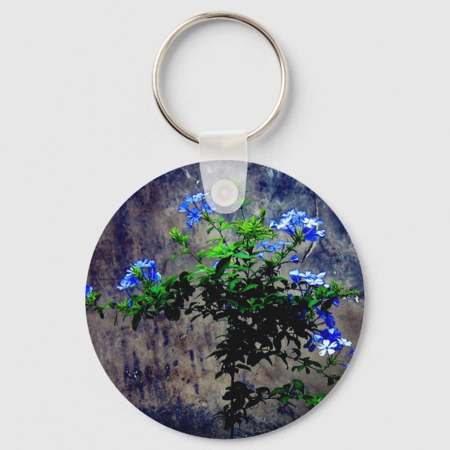 Porte-clés Fleur bleu Plumbago (Recto)
