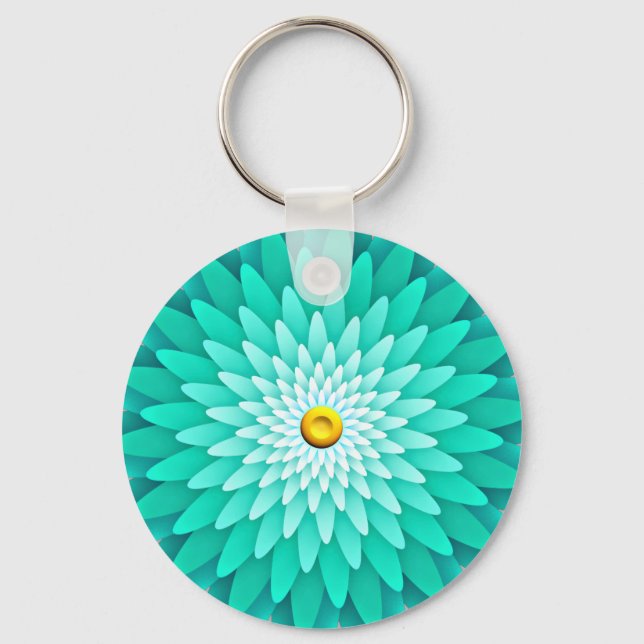 Porte-clés Fleur bleue Mandala-68566 (Recto)