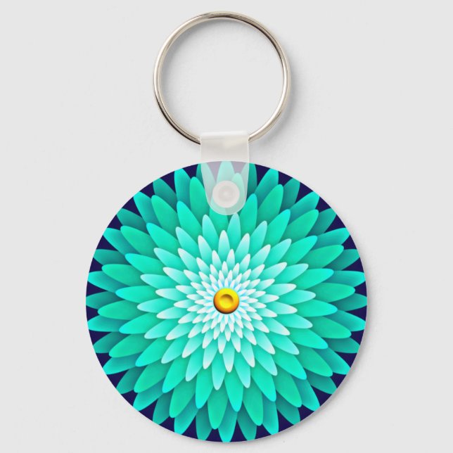 Porte-clés Fleur bleue Mandala-68566 (Recto)