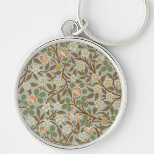 Porte-clés Fleur botanique de trèfle William Morris
