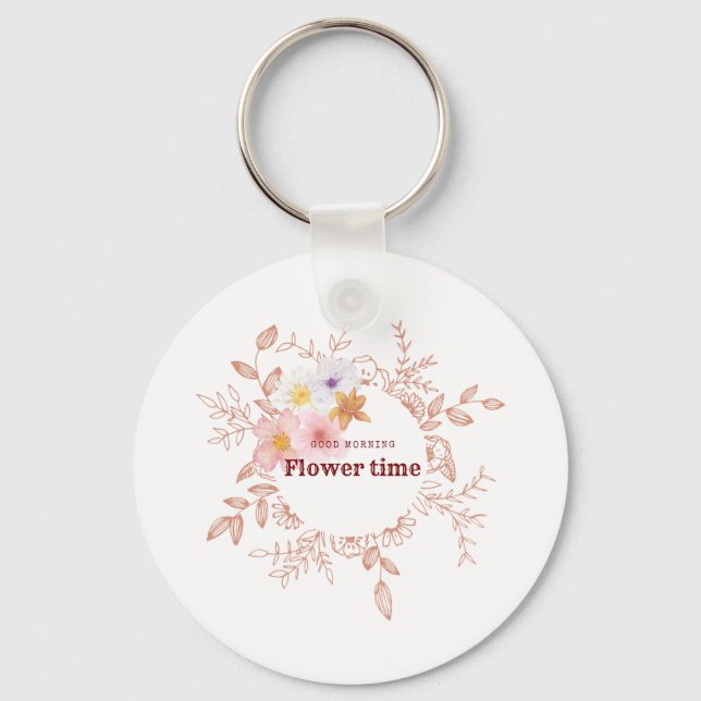 Porte-clés | Fleur botanique Porte-clés de l'heure (Recto)