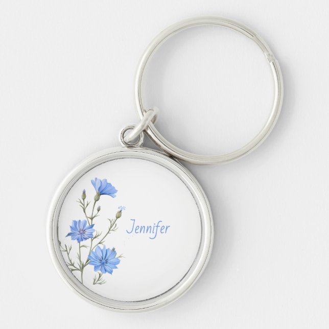Porte-clés Fleur chicorée sauvage Nom de la plante (Devant)