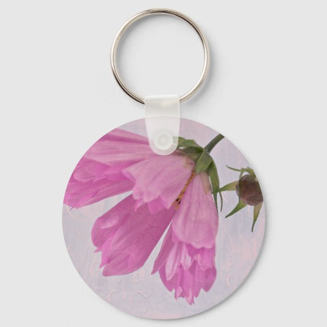 Porte-clés Fleur Cosmo rose texturée (Recto)