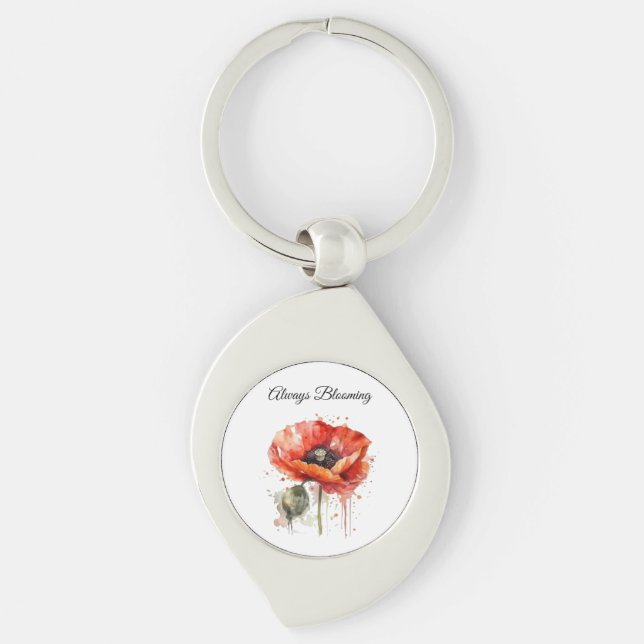 Porte-clés Fleur cramoisie, personnalisé (Devant)