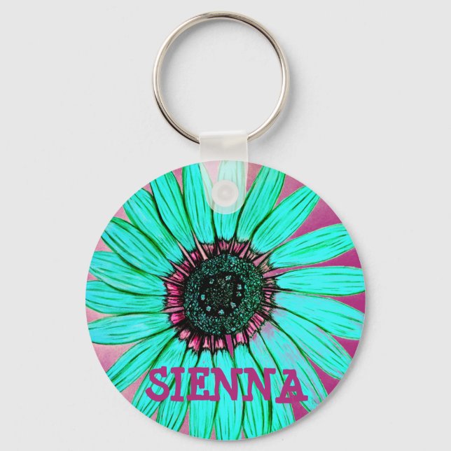 Porte-clés Fleur croisée personnalisée (Recto)