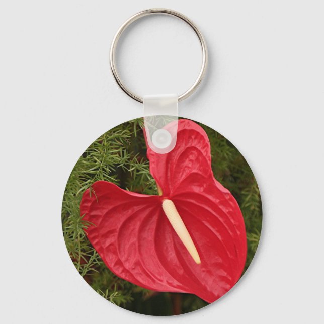 Porte-clés Fleur d'anthurium en fleur (Recto)