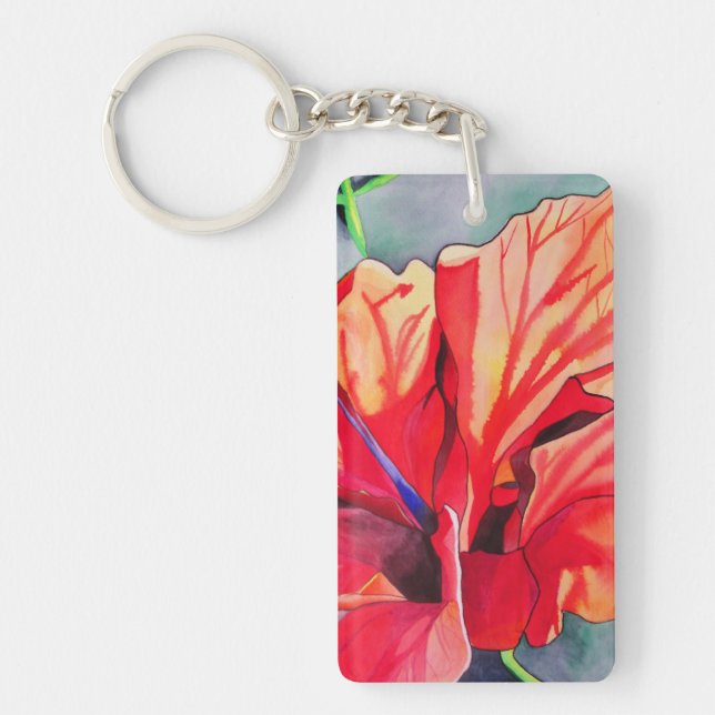 Porte-clés Fleur d'art hibiscus rouge (Devant)